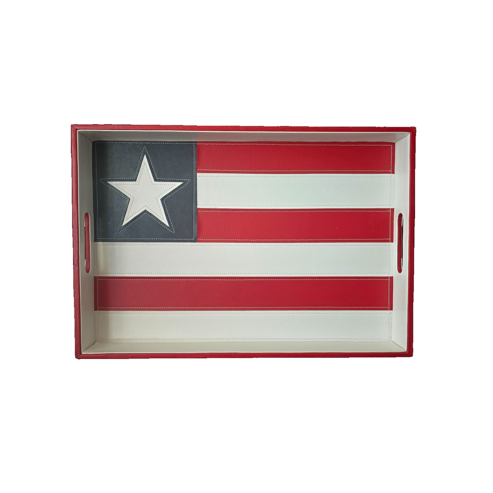Flag of Liberia "Lone Star" Decorative Serving Tray Faux Leather